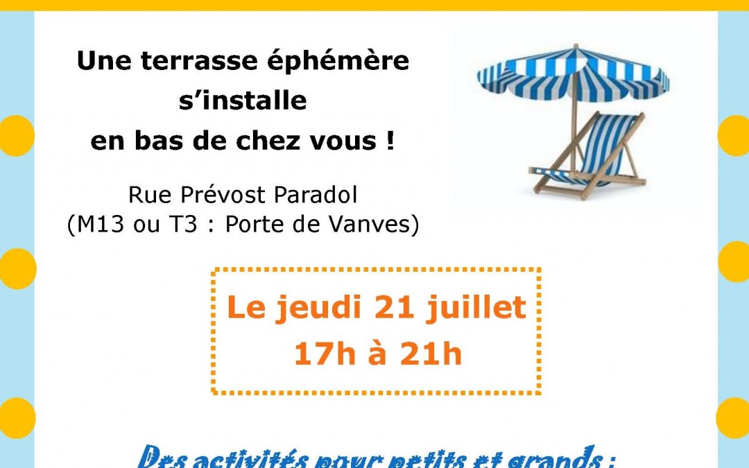 Jeudi 21 juillet de 17h à 21h – Un Air de Vacances souffle sur Paradol !